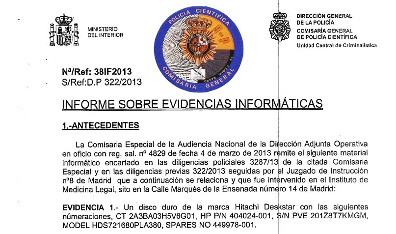 LA POLICÍA CIENTÍFICA CONCLUYE que se copiaron los archivos DE LA MÉDICO FORENSE
