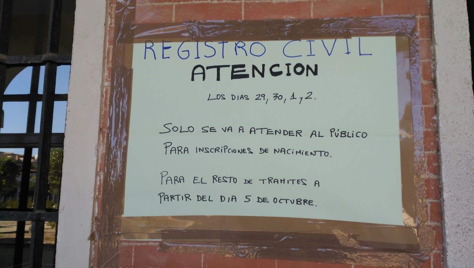 El REGISTRO CIVIL DE ARANJUEZ sólo realiza inscripciones de nacimiento, por FALTA DE PERSONAL