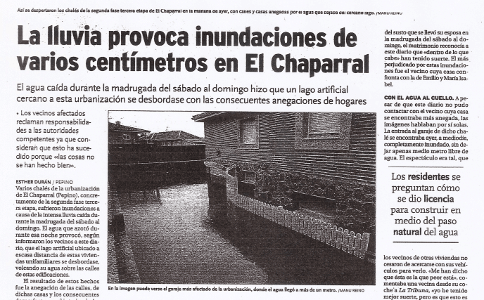 En 2006 la urbanización donde tiene el chalet el fiscal decano de Talavera se vio inundada por las lluvias