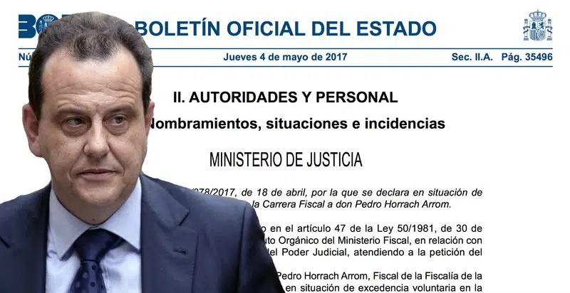 El BOE publica la excedencia del fiscal Pedro Horrach, que se dedicará  a la Abogacía