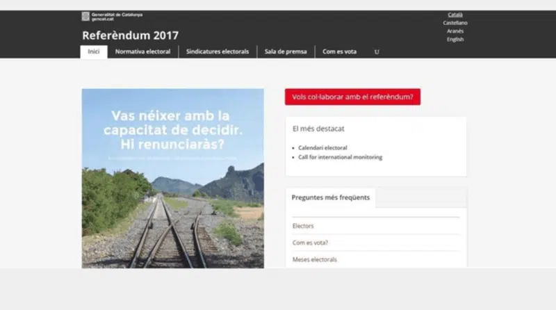 El juzgado ordena el cierre de la web del 1-O y la Generalitat abre otra nueva