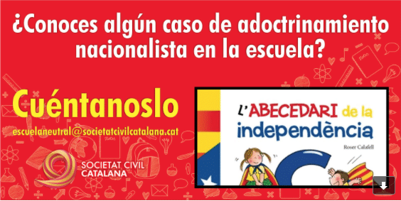 Societat Civil Catalana lanza una campaña para luchar contra el adoctrinamiento nacionalista en las escuelas