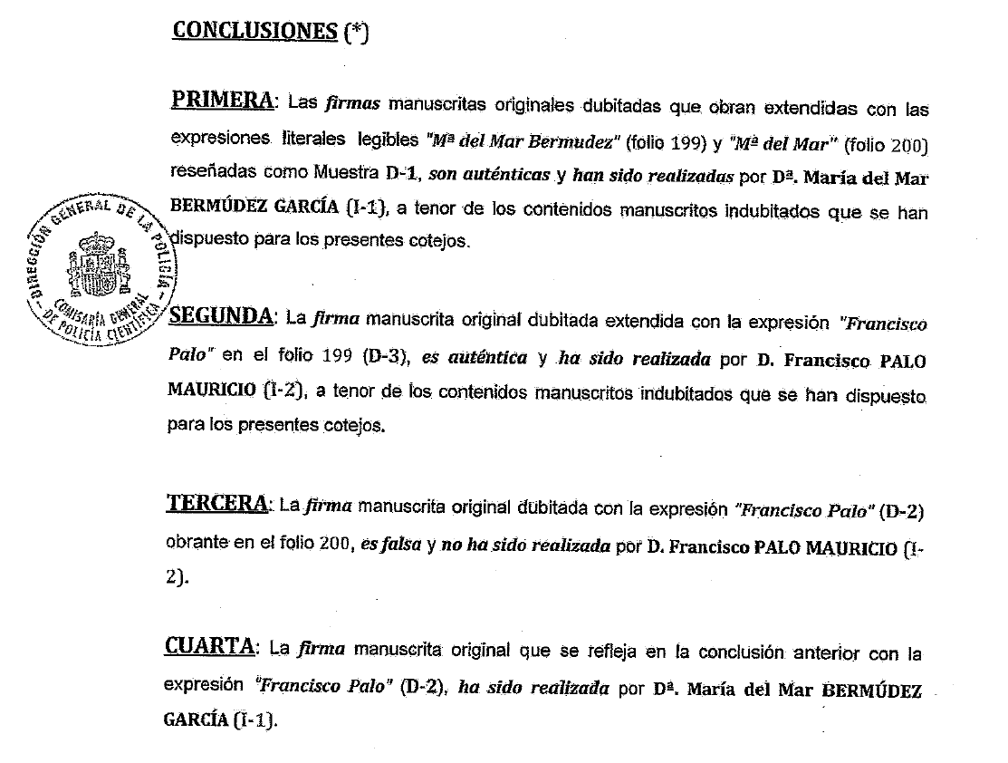 La Policia Prueba Que La Madre De Sandra Palo Falsifico La Firma De La Autorizacion De Cobro De La Minuta De Su Abogado Y Firmo La Hoja De Encargo Con El Mismo