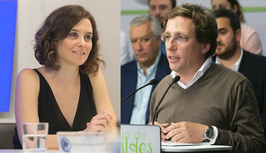 Isabel Díaz Ayuso, candidata del PP a la Comunidad de Madrid y José Luis Martínez-Almeida, al Ayuntamiento