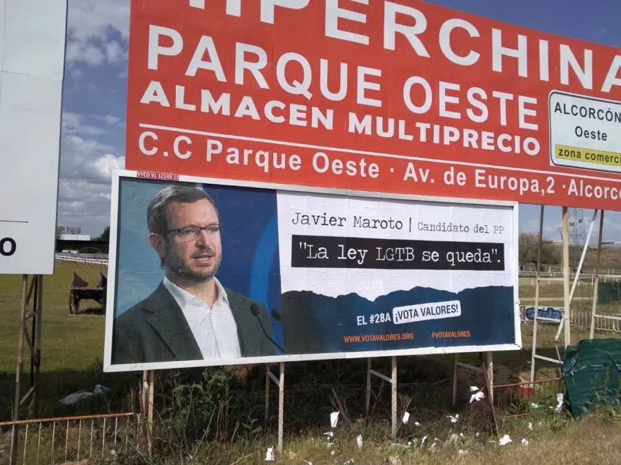 La Junta Electoral rechaza la petición del PP de retirar una valla de Hazte Oír sobre Maroto