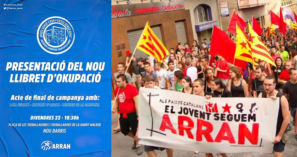 La Fiscalía de Barcelona investiga el manual de okupación de Arran, las juventudes de la CUP, tras la denuncia de VOX