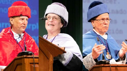 Antonio Fernández de Buján, Teresa Anguera y Karl B. Sharpless, doctores honoris causa por la Universidad de La Laguna