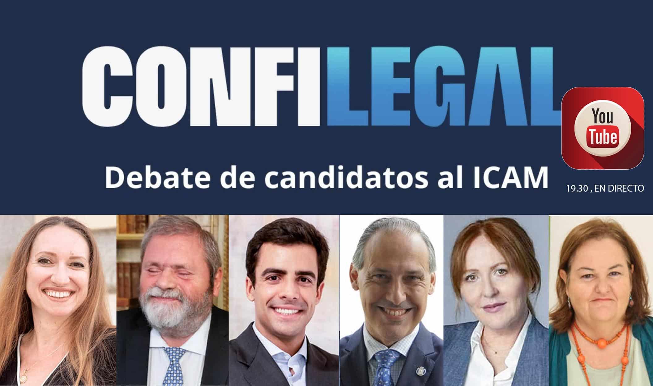 Seis candidatos a decano del ICAM confrontan sus programas hoy en el debate de Confilegal, en su canal de Youtube