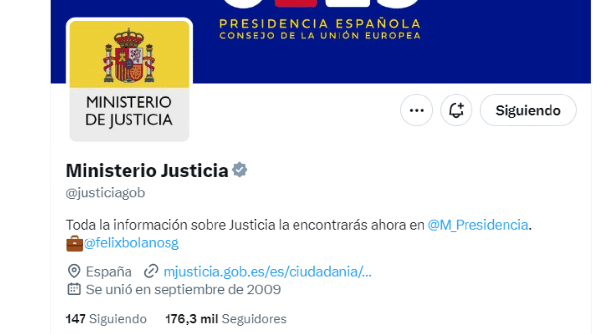 La cuenta de Twitter del Ministerio de Justicia deja de estar activa y compartirá contenido con la de Presidencia