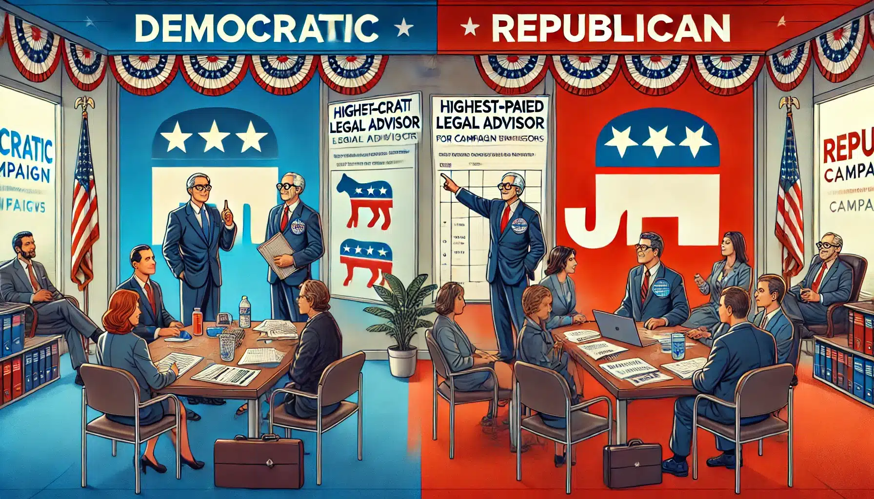 Covington & Burling y Dhillon Law Group, los asesores legales mejor pagados de las campañas presidenciales demócrata y republicana