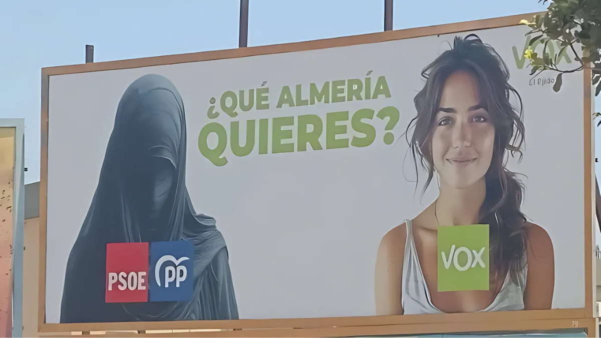 El cartel de Almería de Vox, libertad de expresión: «cada mensaje político es también una oportunidad para el debate»